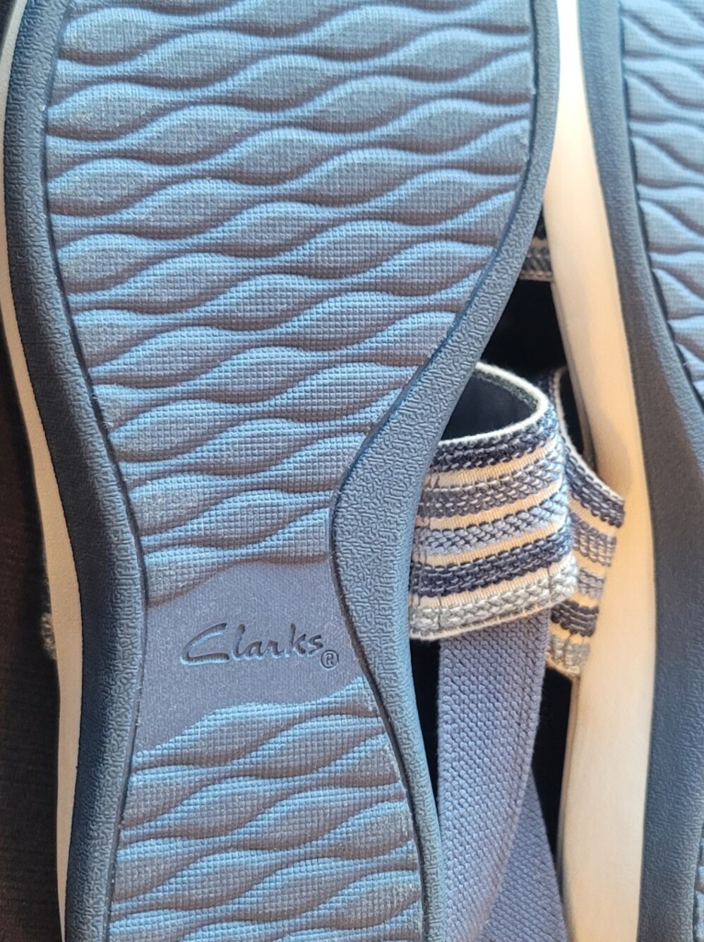 Women’s Blue Striped Comfort Sandals - Picture 9 of 9
